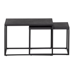 Lot de 2 tables gigognes extérieur en métal noir SICO