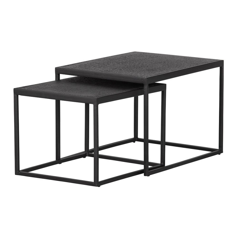 Lot de 2 tables gigognes extérieur en métal noir SICO