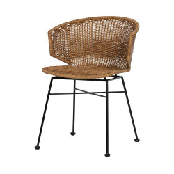 Chaise en rotin et armature métalique noire SIDO