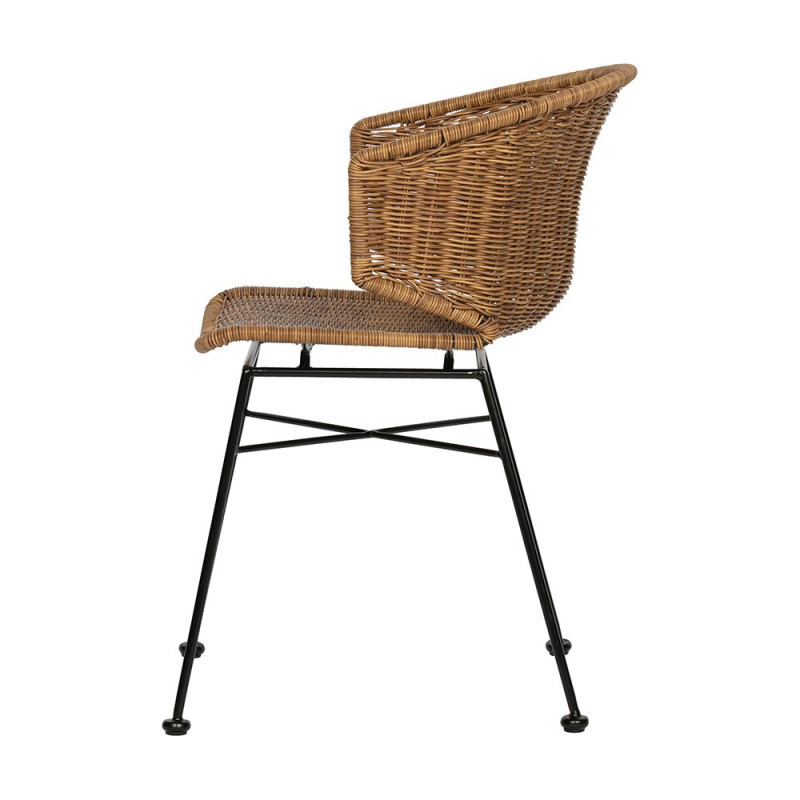 Chaise en rotin et armature métalique noire SIDO