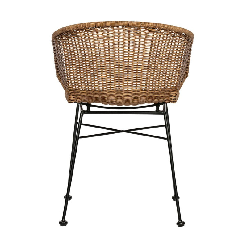 Chaise en rotin et armature métalique noire SIDO