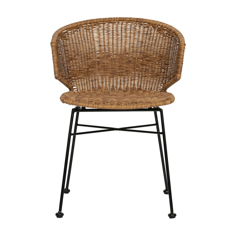 Chaise en rotin et armature métalique noire SIDO