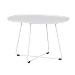 Table basse design minimaliste ovale métal blanc SIHO