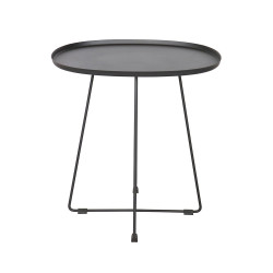 Table d'appoint ovale extérieur en métal noir SIGO