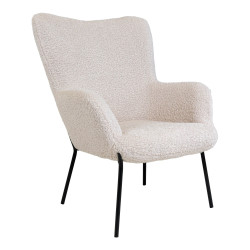 Fauteuil lounge en tissu bouclé beige NIETO