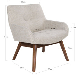 Fauteuil lounge tissu et bois-HARMANCE