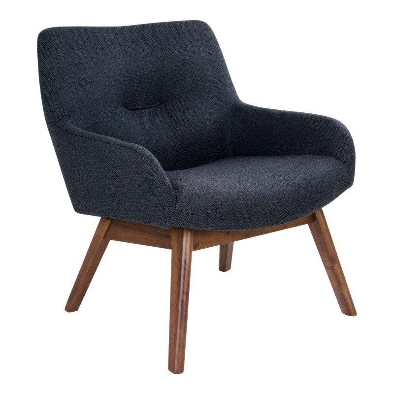 Fauteuil lounge tissu et bois-HARMANCE