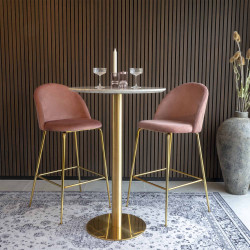 Tabouret de bar scandinave velours-ANDREA