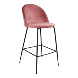 Tabouret de bar nordique en velours pieds noir ANDREA