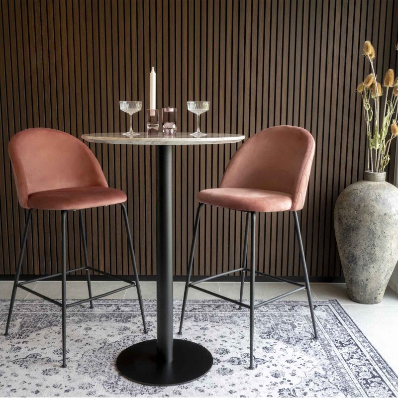 Tabouret de bar scandinave velours-ANDREA