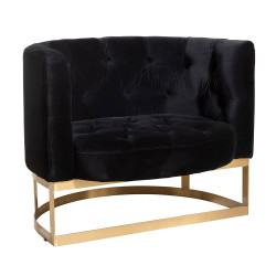 Fauteuil art déco en velours noir AZILA