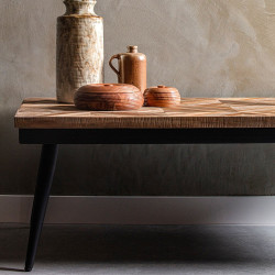 Table basse rectangulaire en bois et métal RUBY