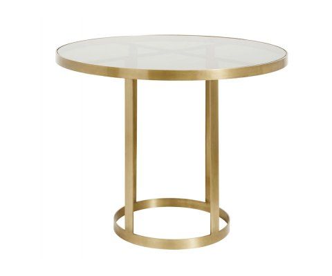Table à manger métal doré plateau verre GOLDENA - Nordal