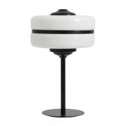 Lampe de table minimaliste verre blanc métal noir MARIANA - Nordal
