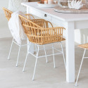 Chaise avec accoudoirs en rotin et métal blanc ZALI