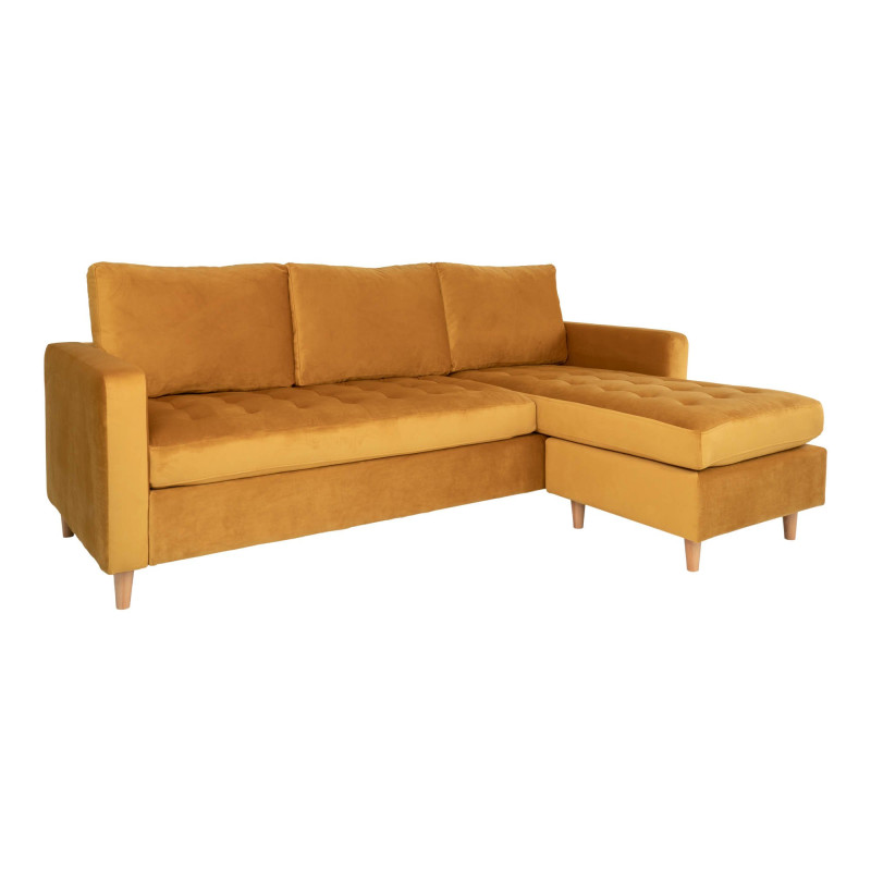 Canapé d'angle tissu scandinave velours-KIKA