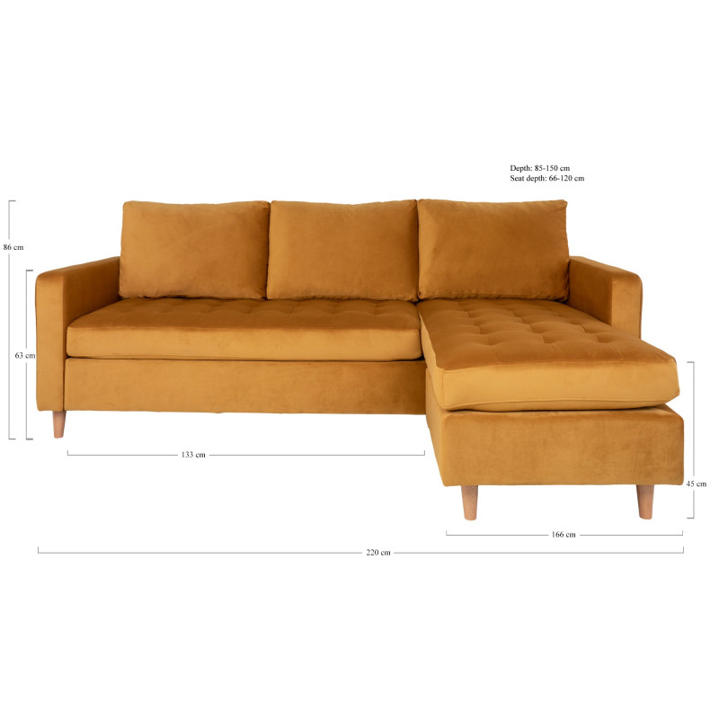 Canapé d'angle tissu scandinave velours-KIKA