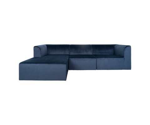 Canapé d'angle gauche en velours bleu IRLANDE