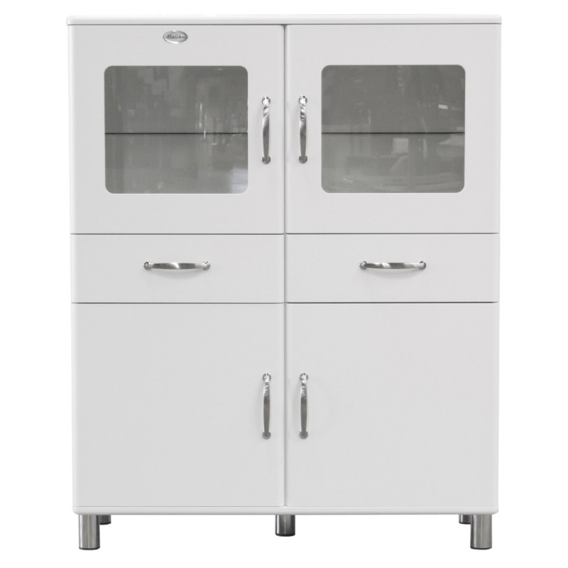 Buffet haut vitré style rétro en bois MALIBU