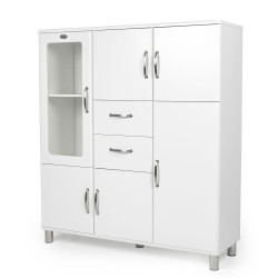 Buffet vitré en bois blanc style vintage MALIBU