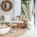 Table basse ronde en bois et métal blanc RAFIK