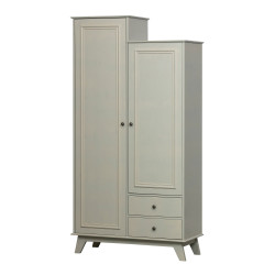 Armoire 2 portes 2 tiroirs en bois couleur argile GERALD