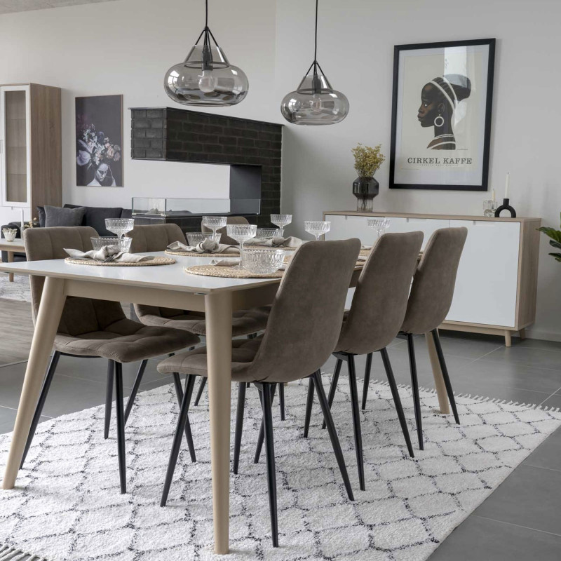 Table à manger scandinave 195-285 X 90 cm-PAOLO