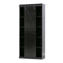 Armoire rétro en bois noir porte coulissante YOLANDE