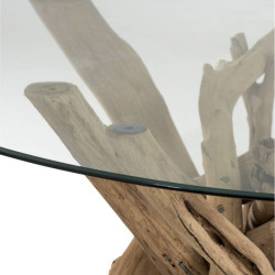 Table à manger ronde bois et verre BOHEMIANE