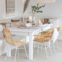 Chaise moderne en rotin et métal blanc EMAL