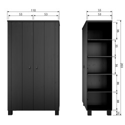 Armoire à vêtements bois massif SETIA - Woood