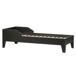 Lit enfant 90x200cm en pin massif noir HERMIONE