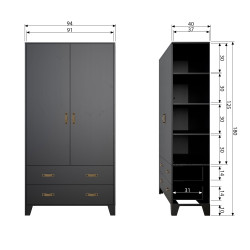 Vestiaire en pin noir-HERMIONE