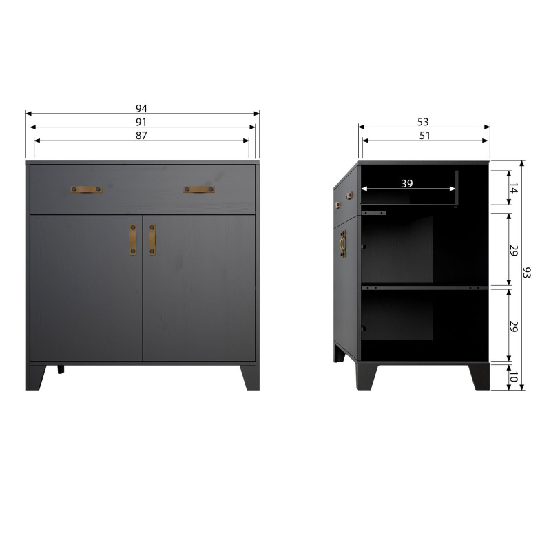 Armoire en pin noir-HERMIONE