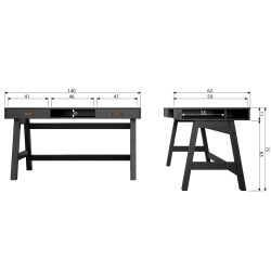 Bureau en pin noir -HERMIONE