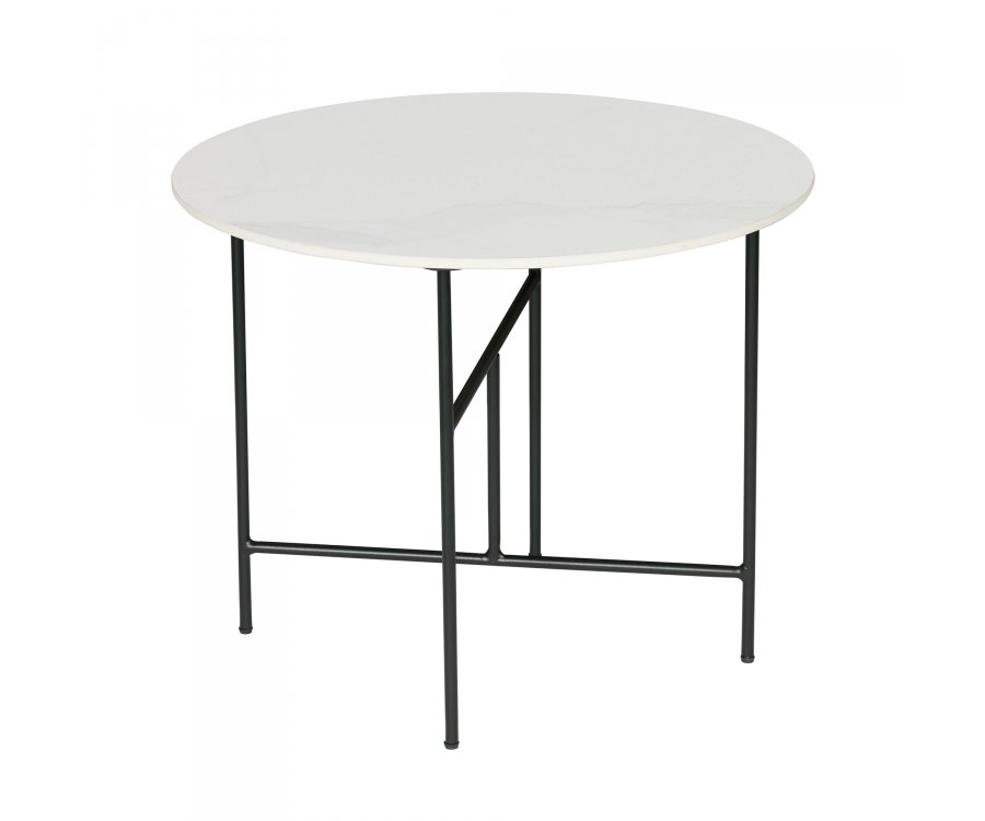 Petite table basse ronde 60cm aspect marbre VIDA
