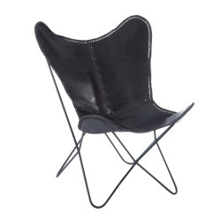 Chaise papillon cuir noir BALAK