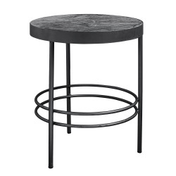 Table ronde d'appoint marbre noir 50cm MIDNIGHT - Nordal