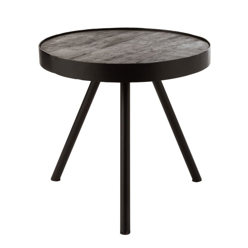 Table d'appoint en bois et métal noir CHARLY