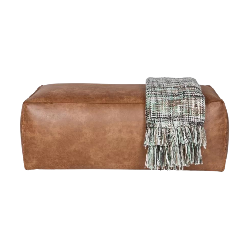Grand pouf rétro cuir 120x43cm COLORADO