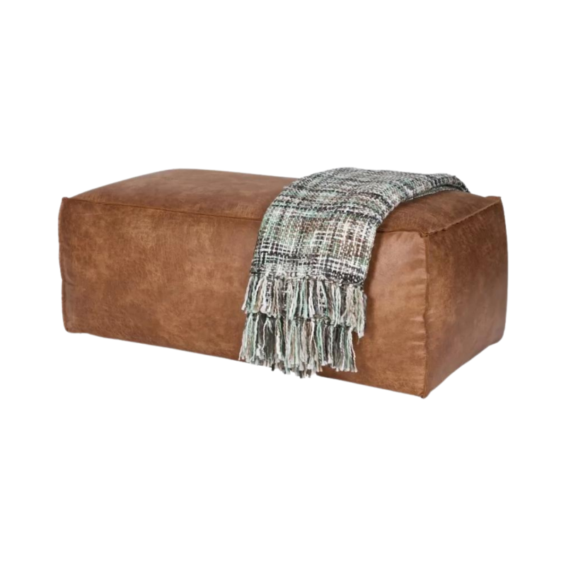 Grand pouf rétro cuir 120x43cm COLORADO