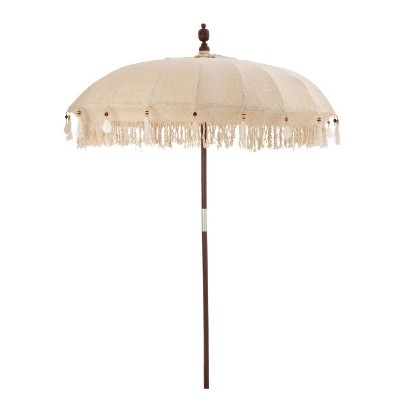 Parasol design en tissu beige et bois AXEL