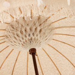 Parasol design en tissu beige et bois AXEL