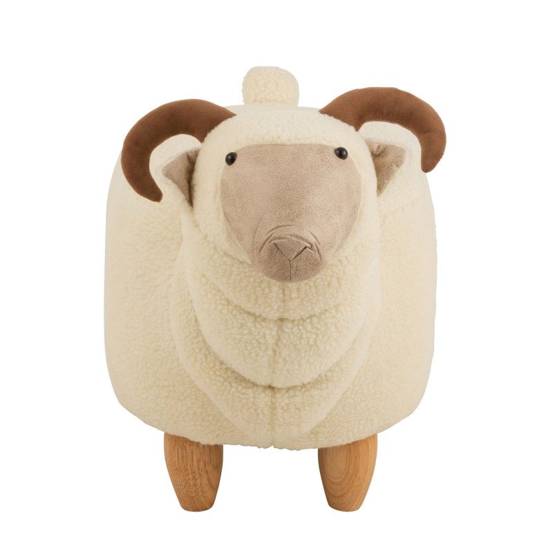 Pouf enfant forme de mouton en tissu beige FIRMIN