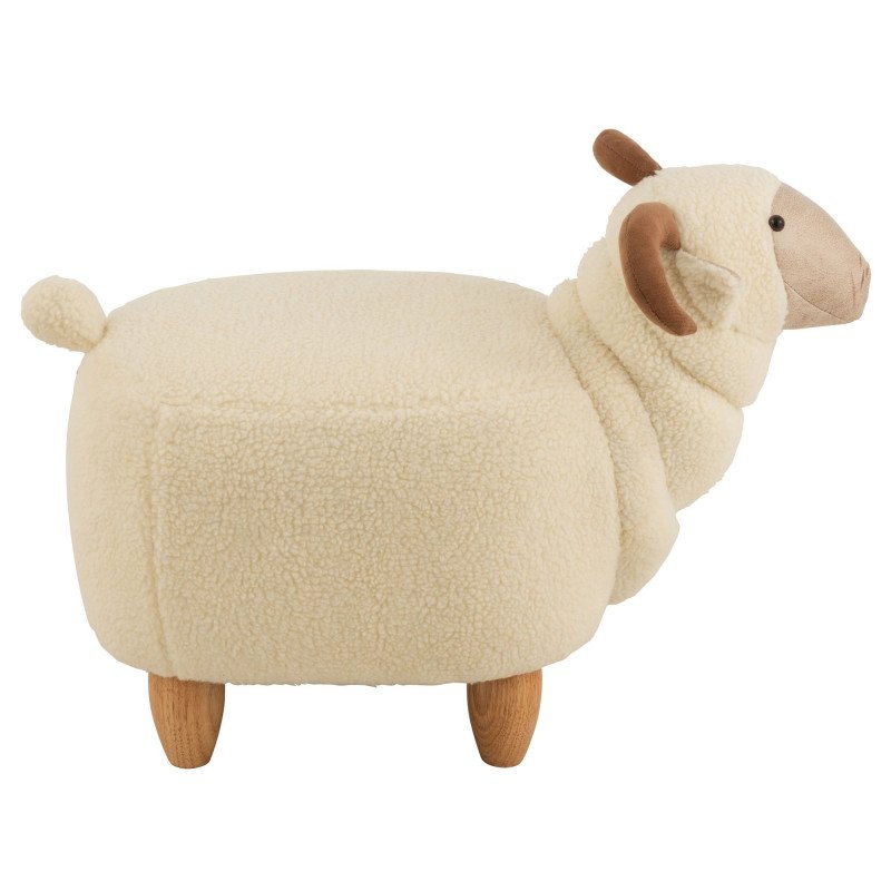 Pouf enfant forme de mouton en tissu beige FIRMIN