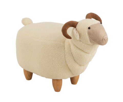 Pouf enfant forme de mouton en tissu beige FIRMIN