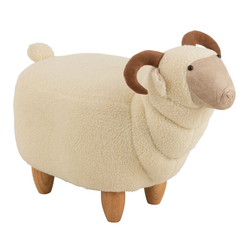 Pouf enfant forme de mouton en tissu beige FIRMIN