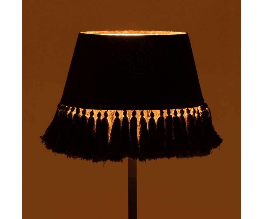 Lampe style rétro abat-jour tissu noir KOLKATA