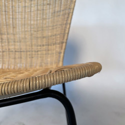 Chaise moderne en rotin naturel et métal noir PADANG