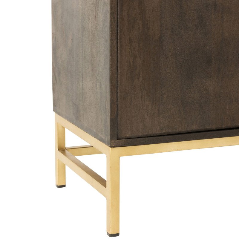 Meuble TV contemporain effet bois et métal doré CHICAGO